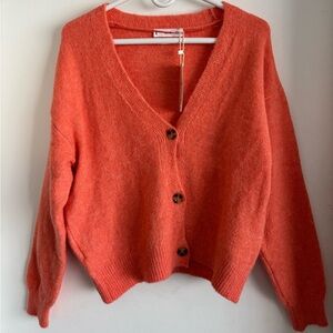 Orange Mango 3 Button Cardigan